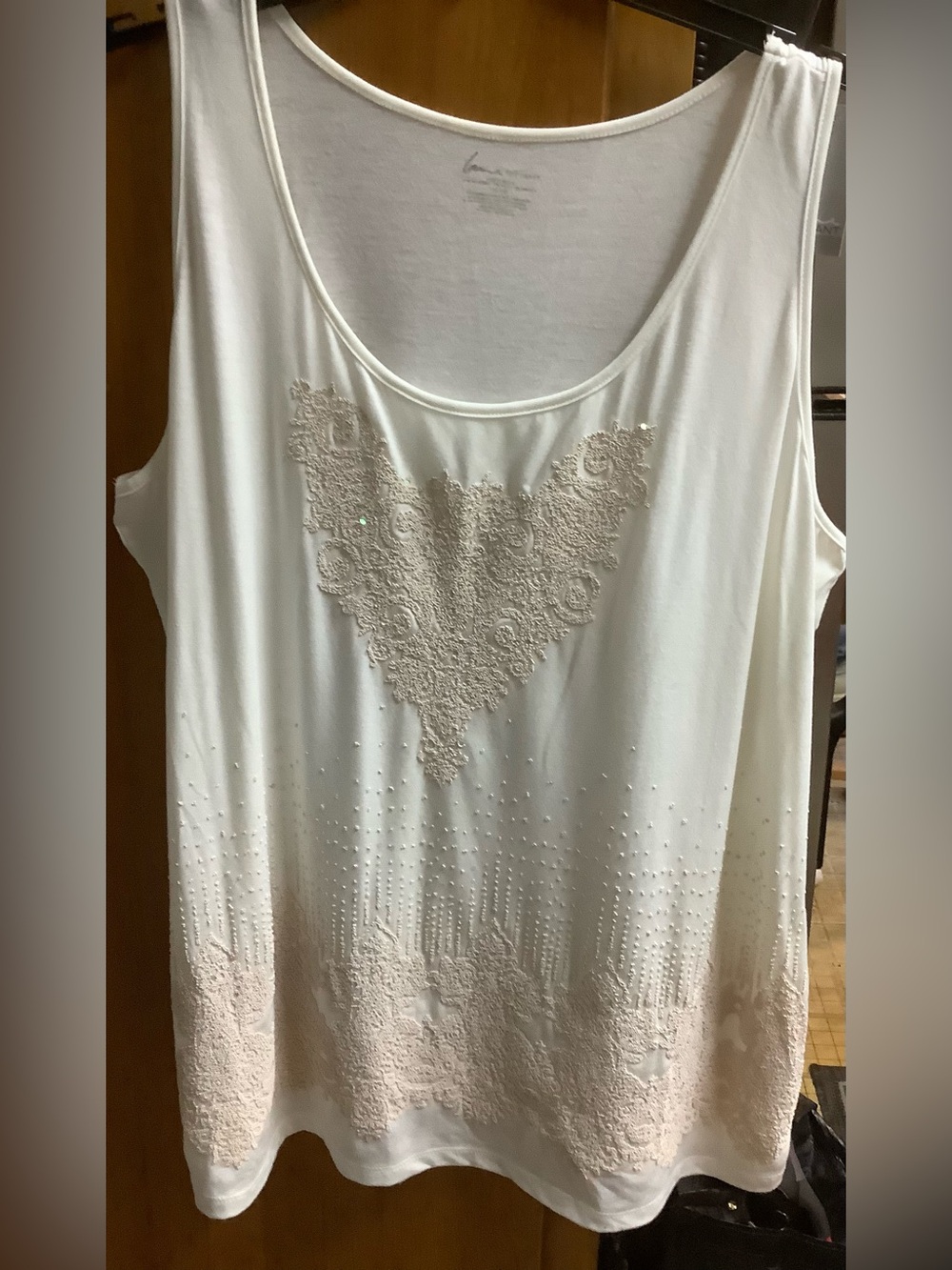 Lane Bryant NWTs 18/20 1X 2X Gorgeous Beaded tank top Ivory Dressy Elegant